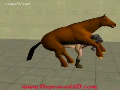 Cartoon animation video featuring a horse screwing a small teen